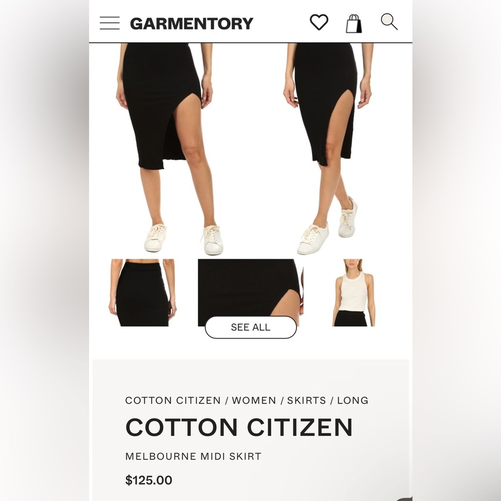 Cotton Citizen Black Pencil Skirt with Slit XS NWT $125 - Picture 6 of 6